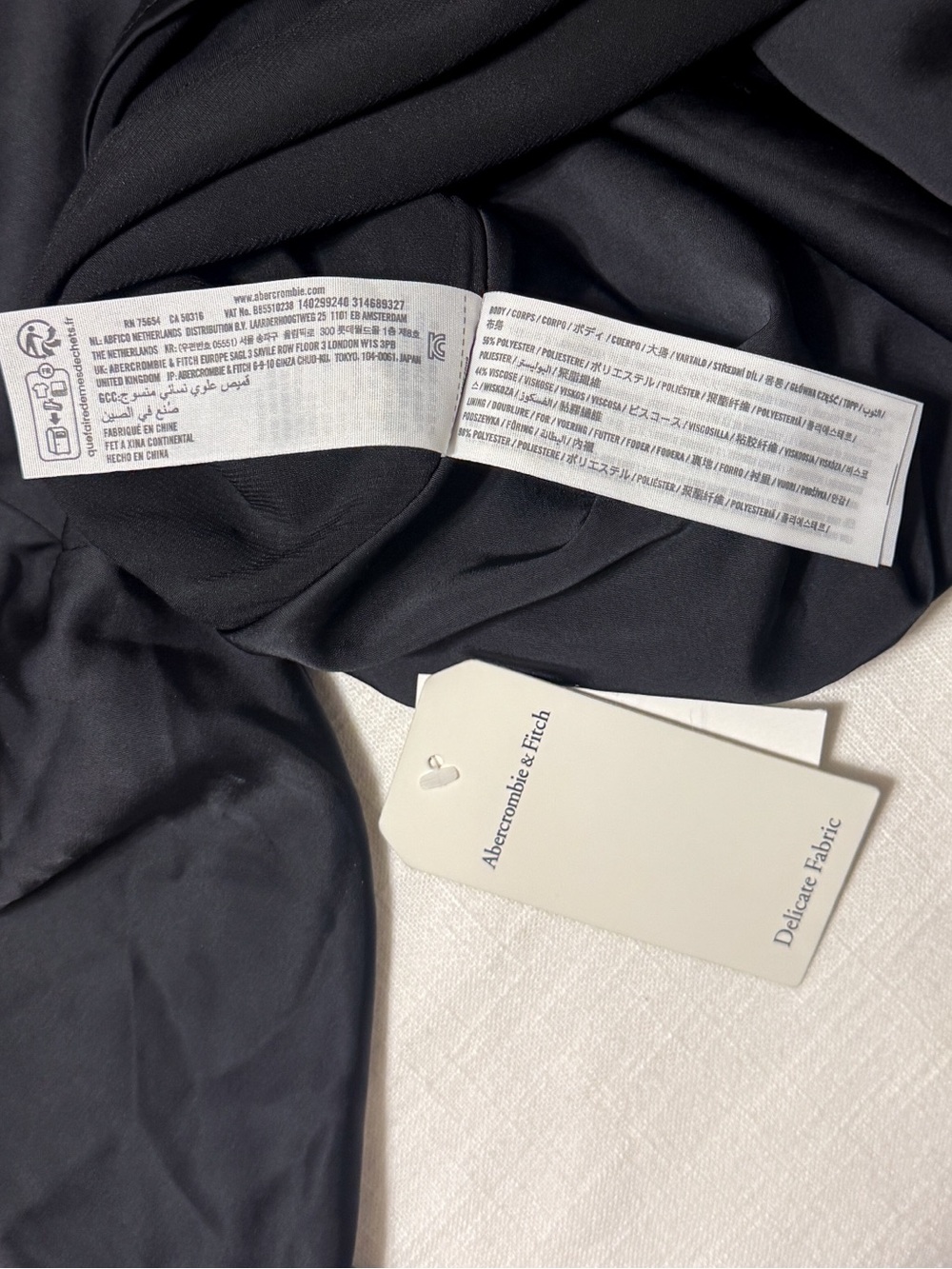 Abercrombie & Fitch Black Satin Long-Sleeve Cowl Back Blouse Top XS - Picture 6 of 6
